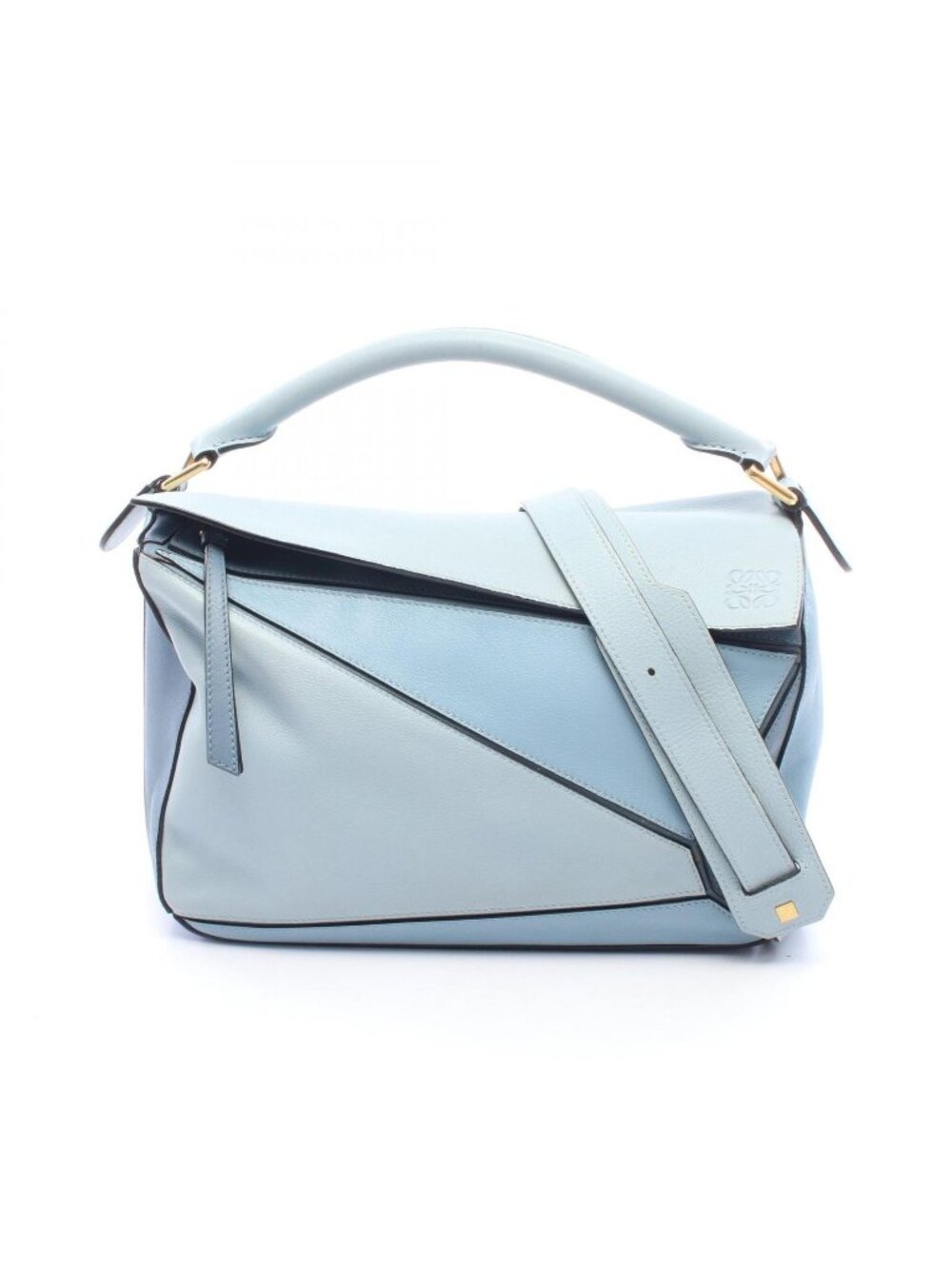 Loewe Handbag Puzzle Bag 2-Way Light Blue Leather